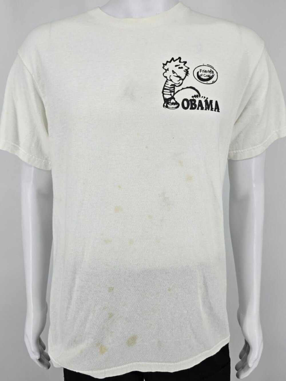 2010s Friends of Coal Calvin Peeing on "Obama" Parody Graphic T-Shirt (M) *Fair